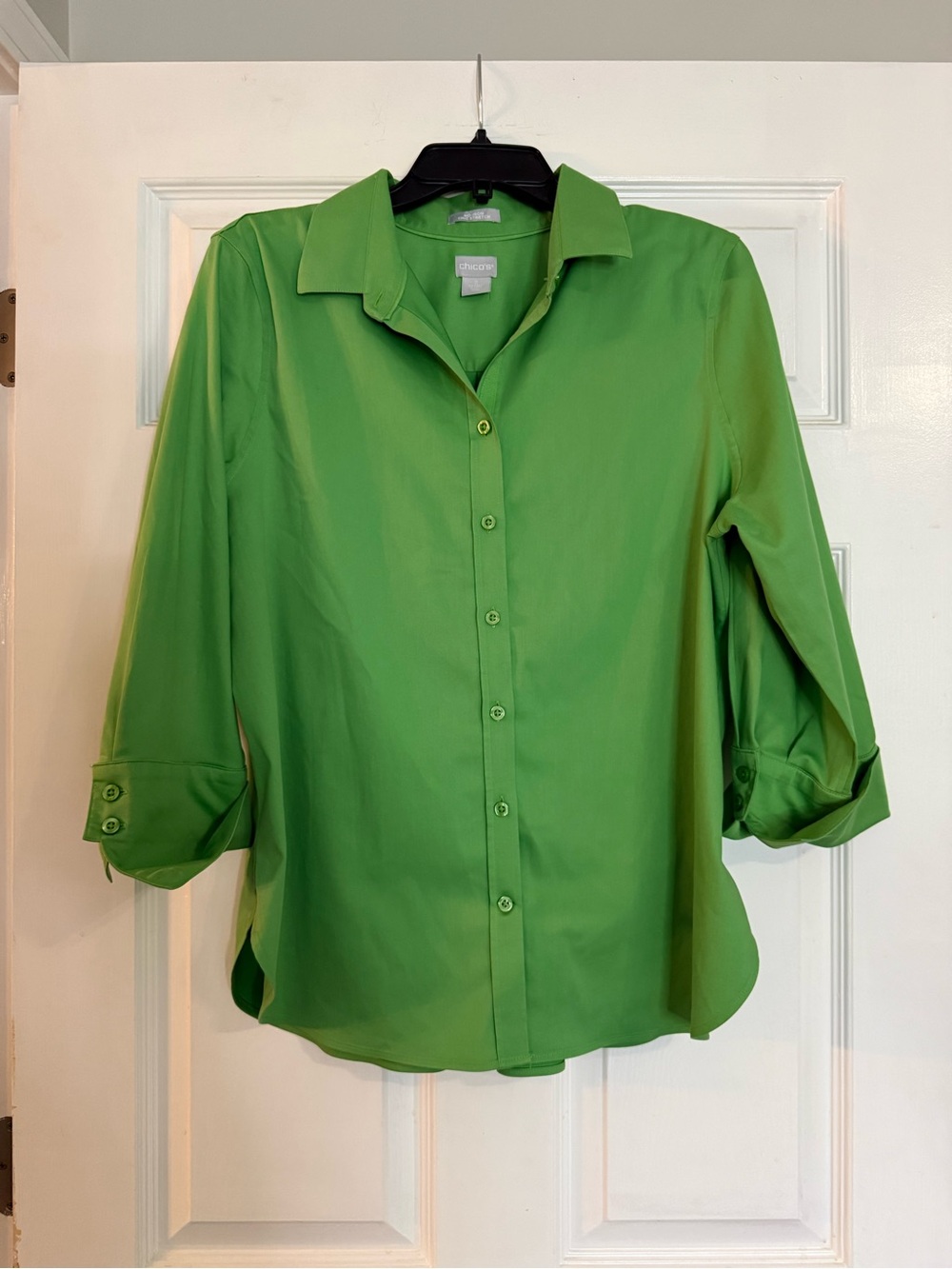 Chico's Bright Green Button-Down Shirt